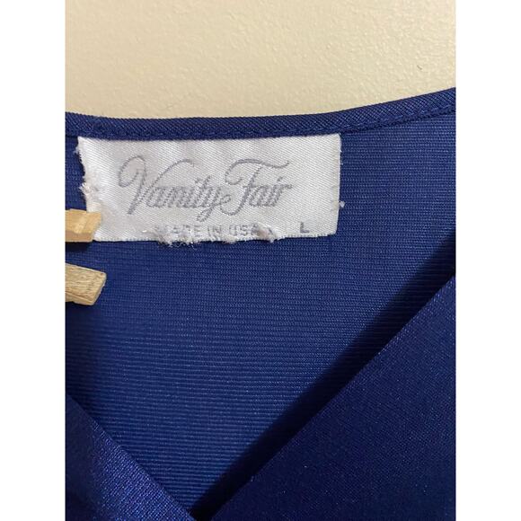 Vintage Vanity Fair Nightgown Large Navy Blue Made in the USA Sleeveless Short - Picture 9 of 9